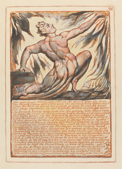 エルサレム、プレート95、彼女の声はAlbionsの粘土の冷たい耳を突き刺しました。 作： William Blake